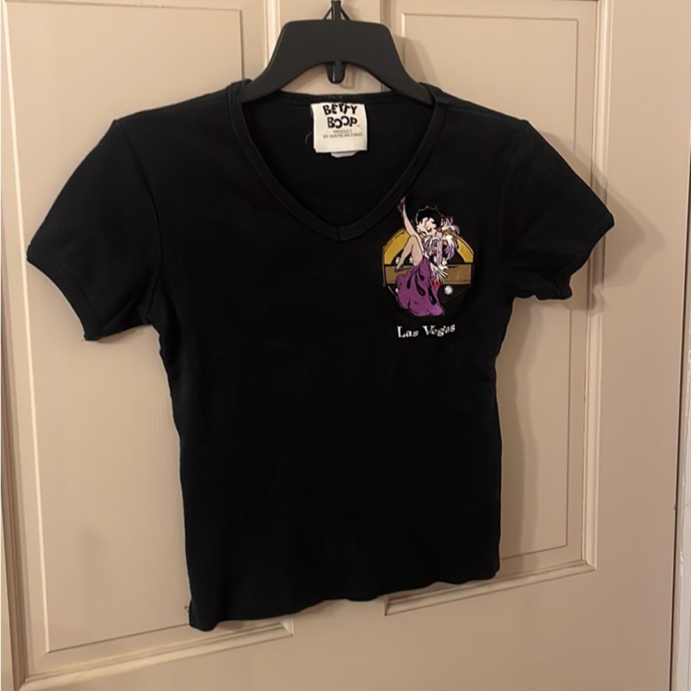 Vintage 1990s Betty Boop Las Vegas Black Shirt Top Tee. Sz: S/M USED!